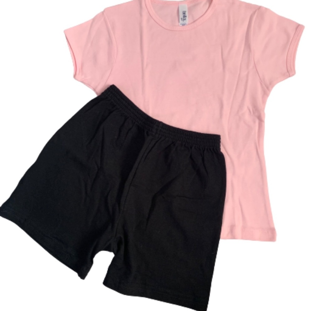 NWOT black & pink shorts / tee top set 5/6